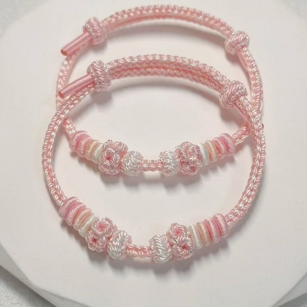 Pink - Exquisite - Peach Blossom Knot - Woven Hand String