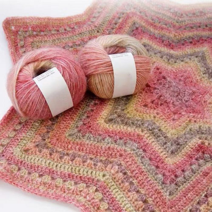 Silk seahorse hair gradient yarn hand woven star blanket